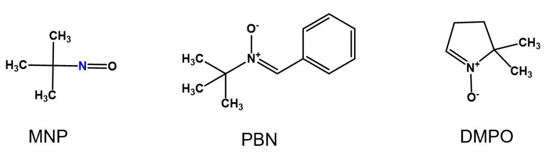 Figure 2 Structure chimique schématique du MNP, PBN, DMPO