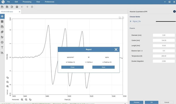 Interface de fonction EPR quantitative absolue (ESR) CIQTEK