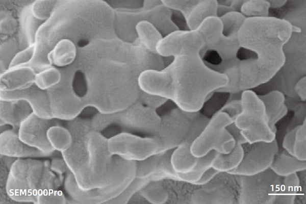 sem image analysis Lithium-ion Battery Cathode Precursor - Iron Phosphate with poor  conductivity, imaged using an In-lens Electron Detector (In-lens)  under low voltage (1 kV) conditions.